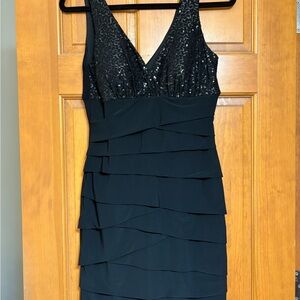 Bisou Bisou Black Sequin Tiered Mini Dress